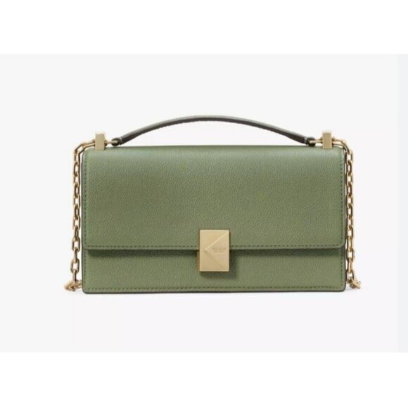 KATE SPADE NY Deco pebbled leather mini convertible shoulder crossbody - Olive - Picture 1 of 8